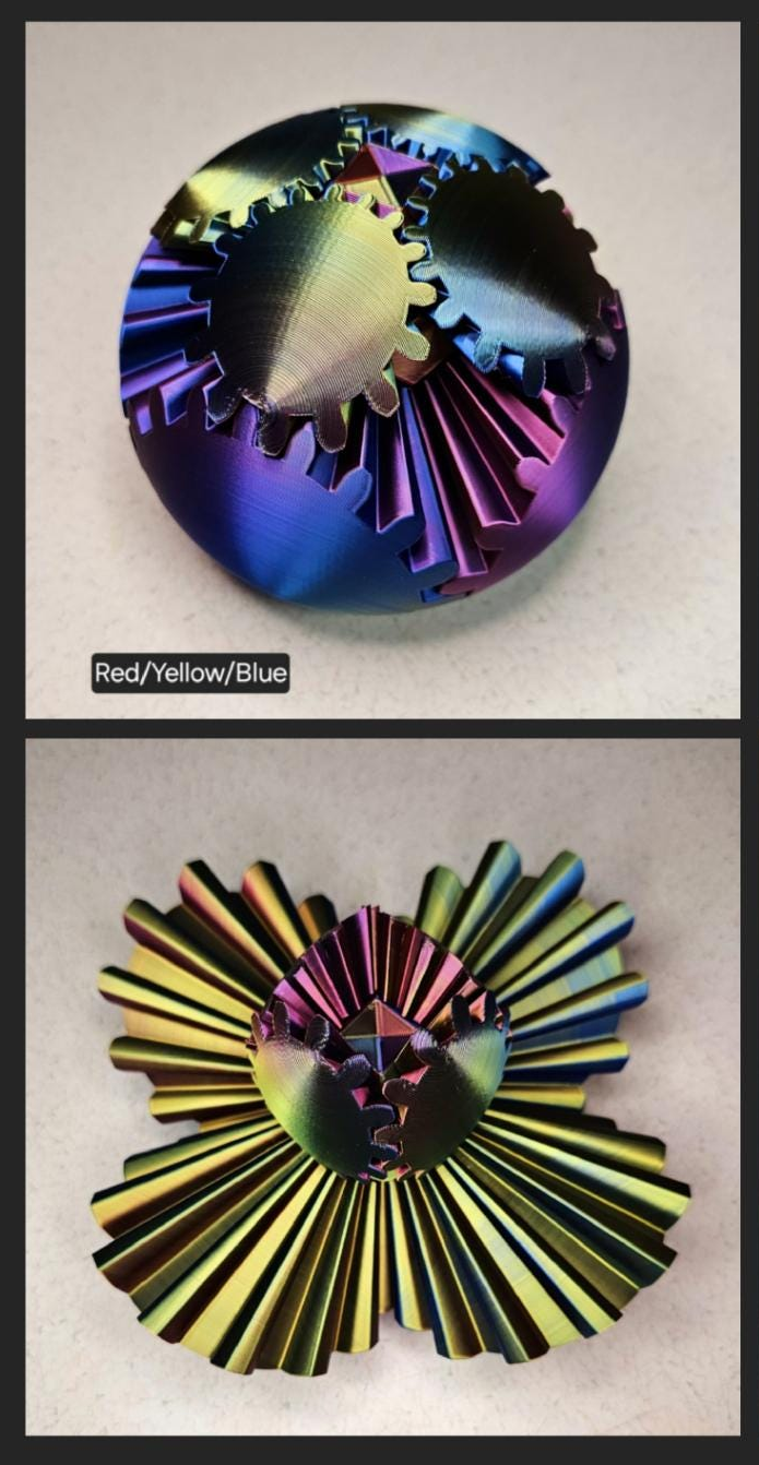 Gear Ball 2.0 Helical Gear  Fidget Toy | 3d Printed | 3.25 inch diameter | Glow in the Dark