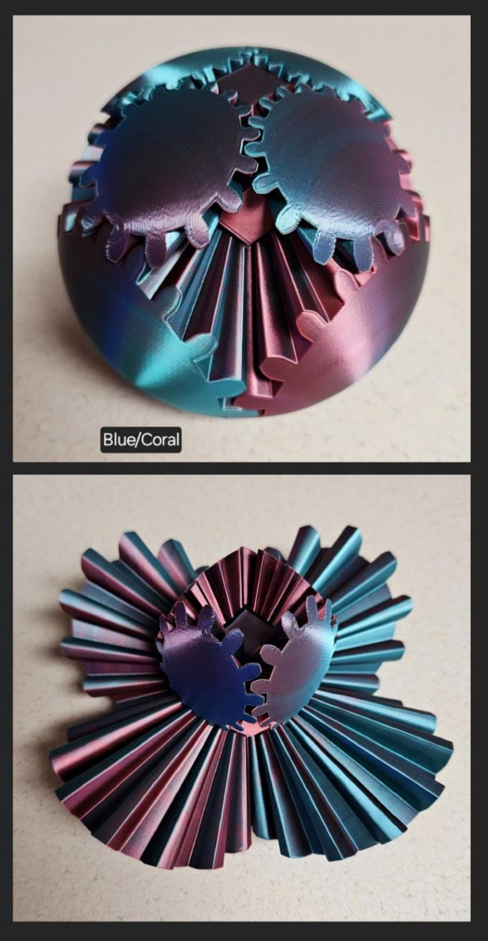 Gear Ball 2.0 Helical Gear  Fidget Toy | 3d Printed | 3.25 inch diameter | Glow in the Dark