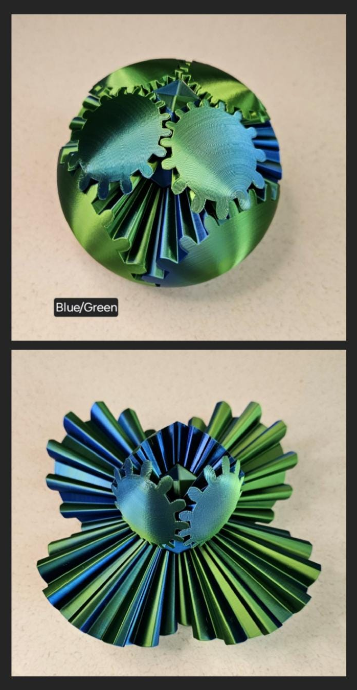 Gear Ball 2.0 Helical Gear  Fidget Toy | 3d Printed | 3.25 inch diameter | Glow in the Dark