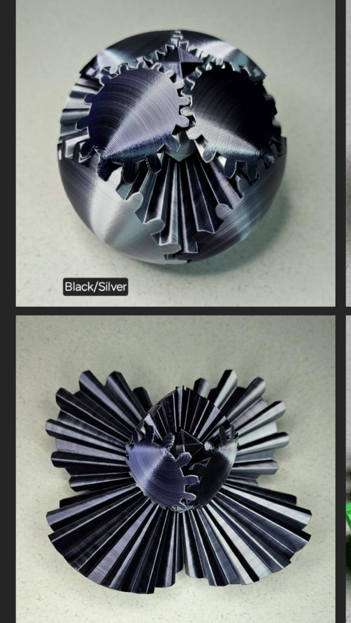 Gear Ball 2.0 Helical Gear  Fidget Toy | 3d Printed | 3.25 inch diameter | Glow in the Dark