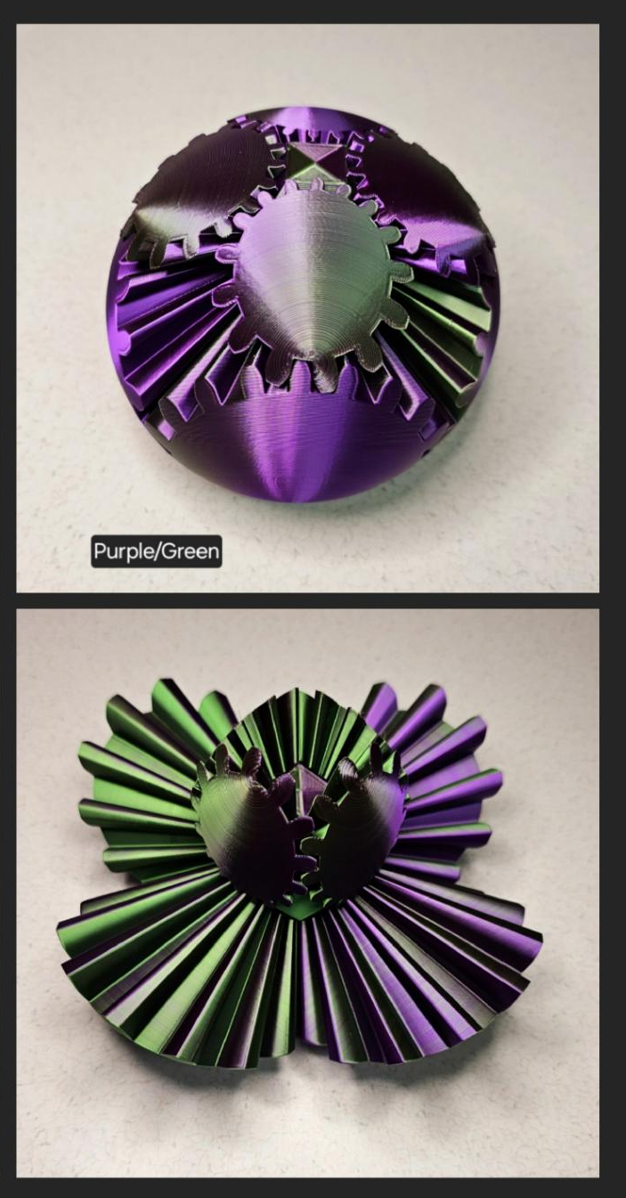 Gear Ball 2.0 Helical Gear  Fidget Toy | 3d Printed | 3.25 inch diameter | Glow in the Dark