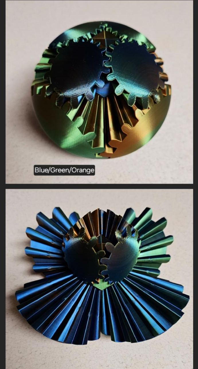 Gear Ball 2.0 Helical Gear  Fidget Toy | 3d Printed | 3.25 inch diameter | Glow in the Dark