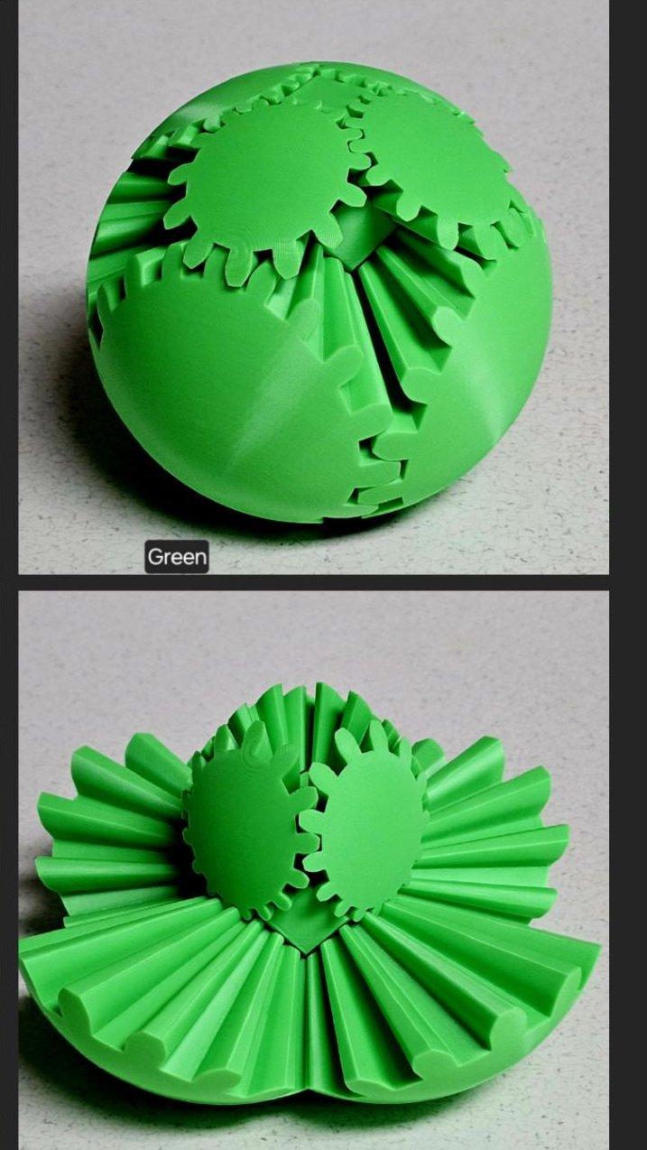 Gear Ball 2.0 Helical Gear  Fidget Toy | 3d Printed | 3.25 inch diameter | Glow in the Dark
