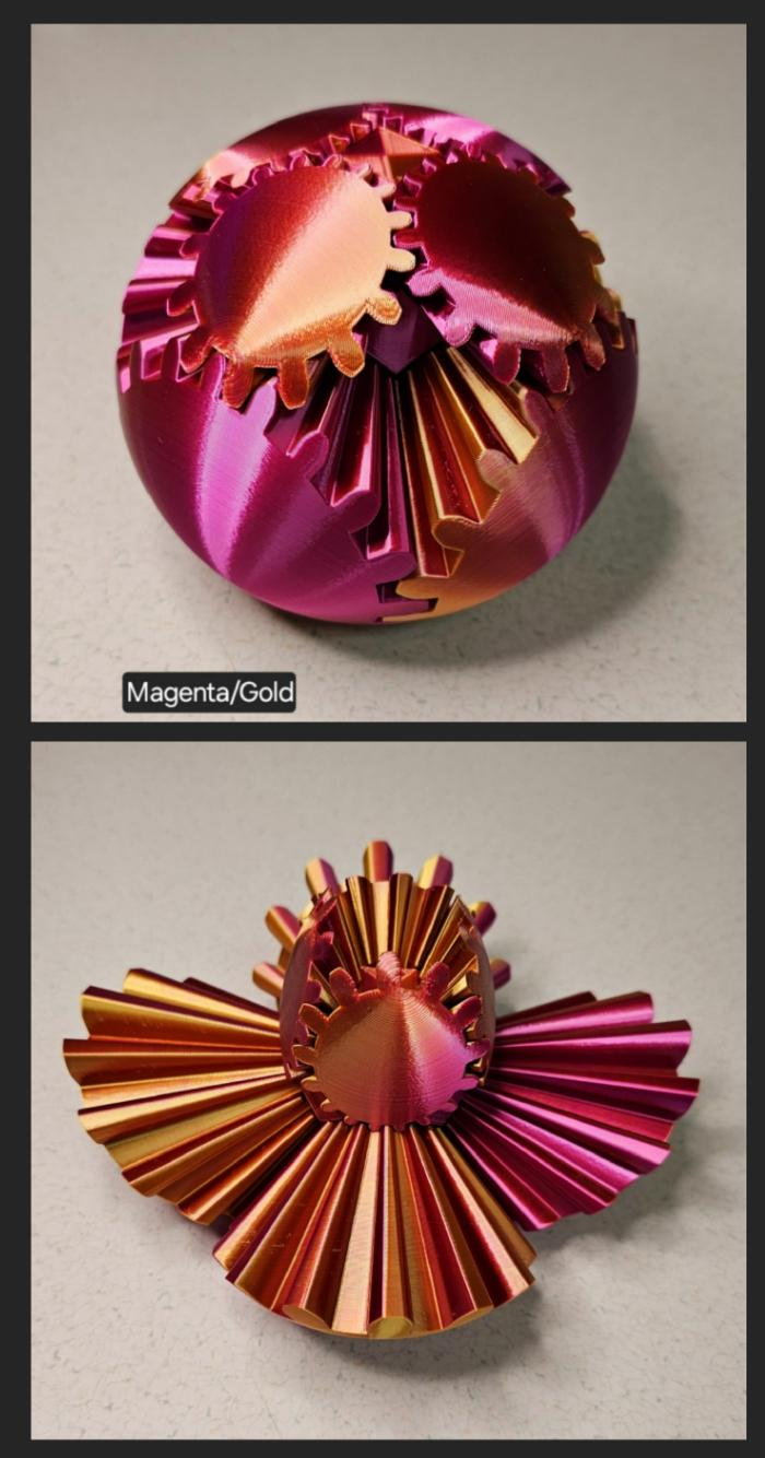 Gear Ball 2.0 Helical Gear  Fidget Toy | 3d Printed | 3.25 inch diameter | Glow in the Dark