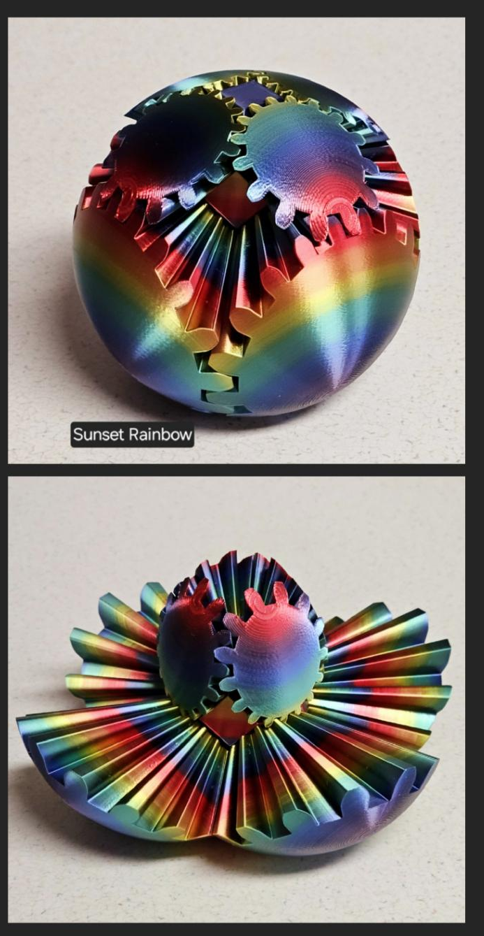 Gear Ball 2.0 Helical Gear  Fidget Toy | 3d Printed | 3.25 inch diameter | Glow in the Dark