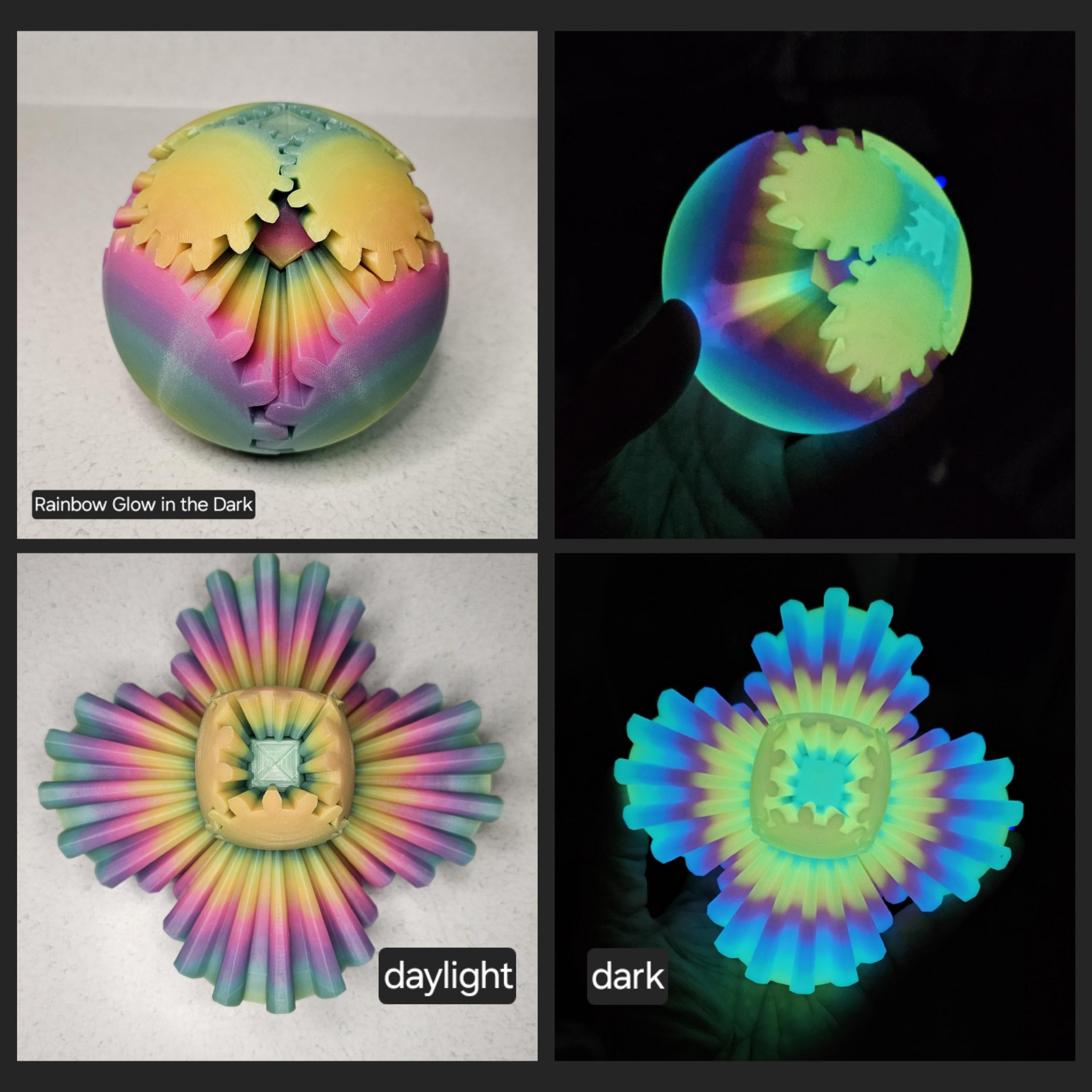 Gear Ball 2.0 Helical Gear  Fidget Toy | 3d Printed | 3.25 inch diameter | Glow in the Dark