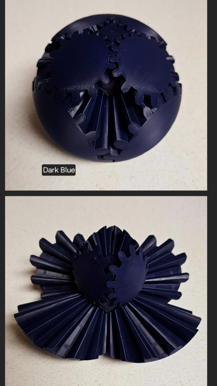 Gear Ball Fidget Toy | 3d Printed | 4 inch diameter | Glow in the Dark