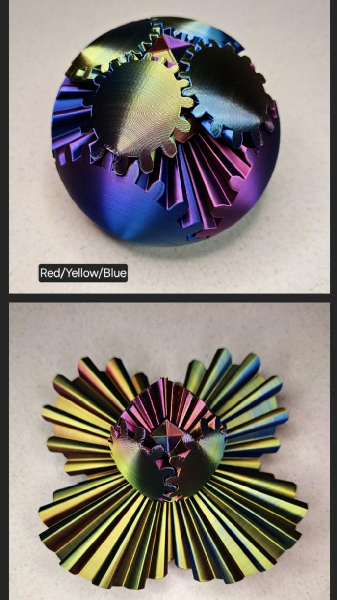 Gear Ball Fidget Toy | 3d Printed | 4 inch diameter | Glow in the Dark