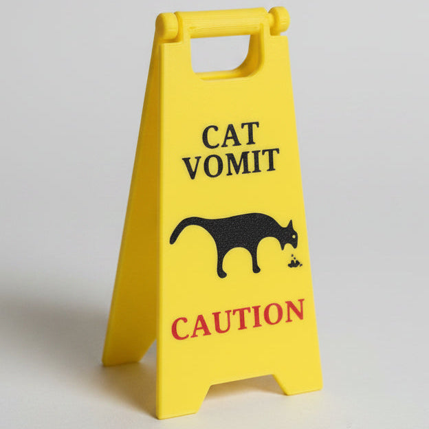 Cat Vomit wet floor sign | Gag gift | Stocking stuffer | 5 inch