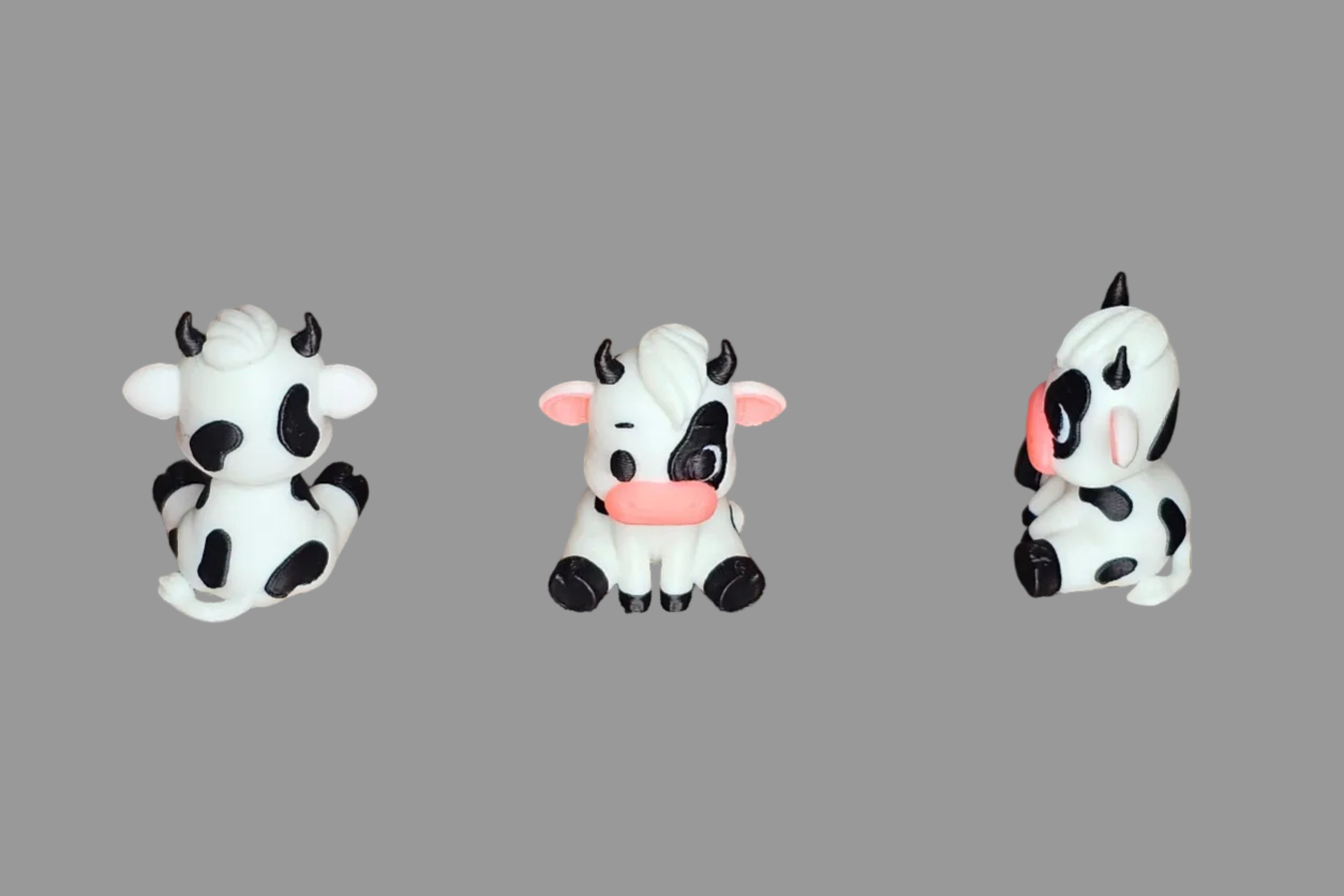 Baby Cow Sitting, Magnetic, Multicolor, 3d Printed, 1.125 inches tall, Minatures