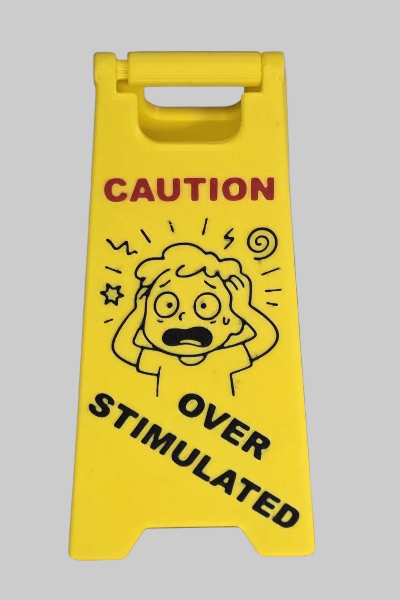 Overstimulated wet floor sign | Updated hinge |Gag gift | Stocking stuffer | 5 inch tall