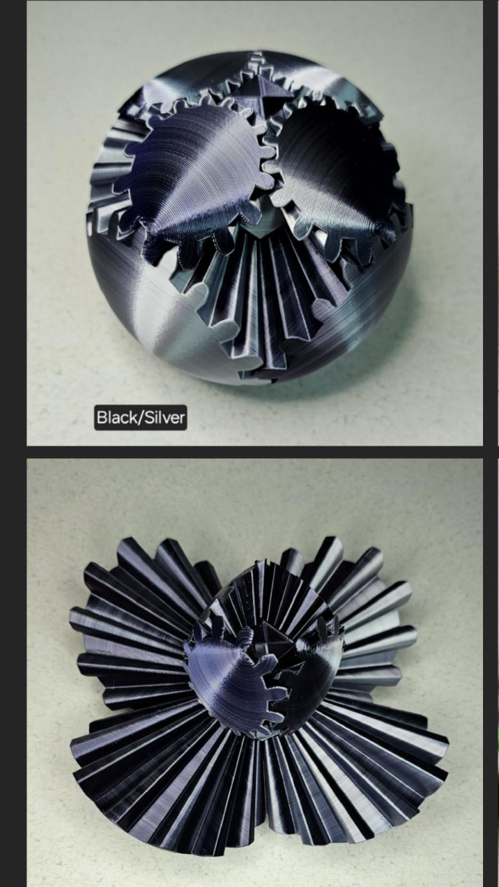 Gear Ball Fidget Toy | 3d Printed | 4 inch diameter | Glow in the Dark