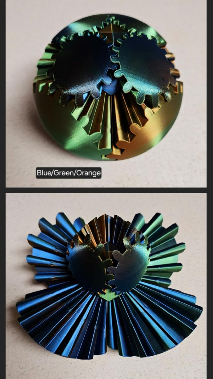 Gear Ball Fidget Toy | 3d Printed | 4 inch diameter | Glow in the Dark