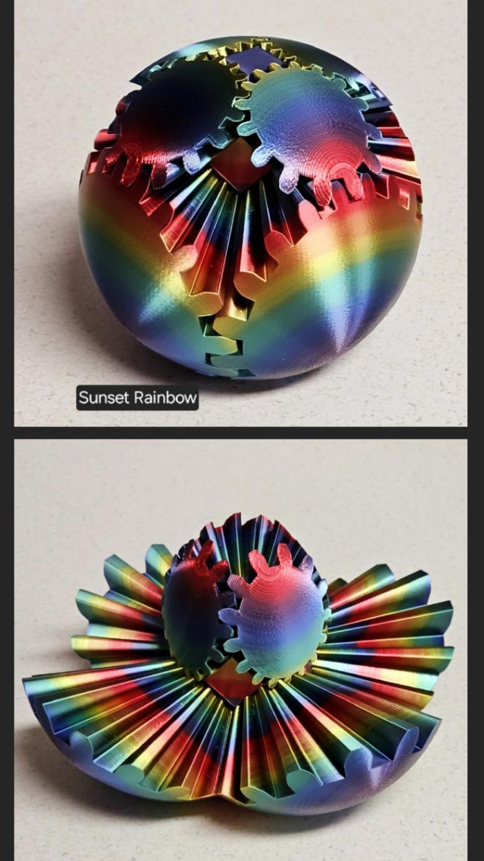 Gear Ball Fidget Toy | 3d Printed | 4 inch diameter | Glow in the Dark