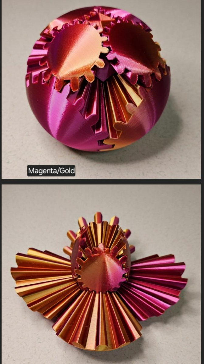Gear Ball Fidget Toy | 3d Printed | 4 inch diameter | Glow in the Dark